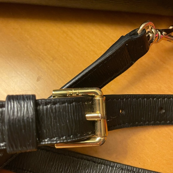 Ralph Lauren Black Leather Handbag with Gold Tone Hardware - Picture 9 of 12